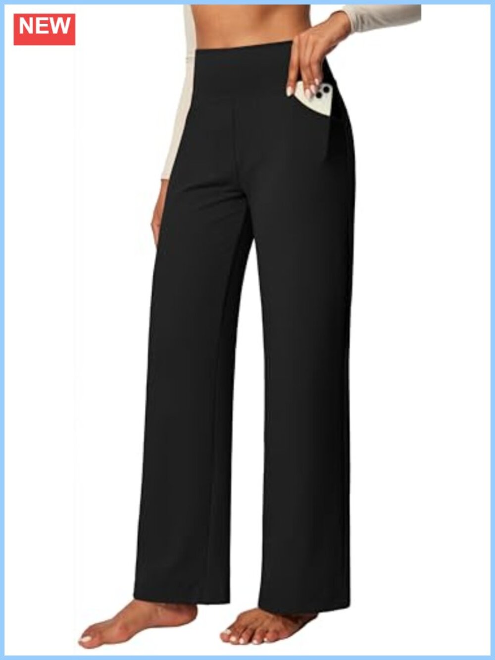 Wide Leg Yoga Pants with Pockets High Waist Stretch 4-Way Stretch Work Pants